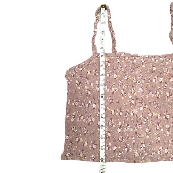 Hippie Rose Crop Top Mauve Pink Ditsy Floral Print Smocked Tank NEW Juniors XL - Picture 5 of 9
